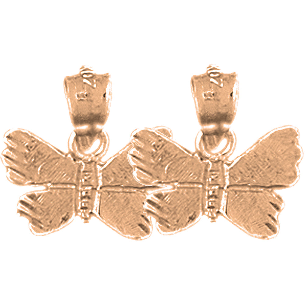 14K or 18K Gold 14mm Butterflies Earrings