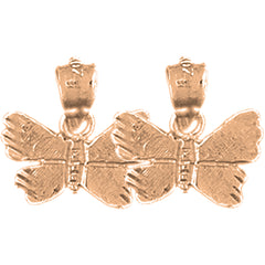 14K or 18K Gold 14mm Butterflies Earrings