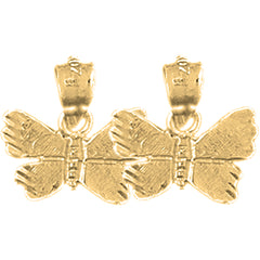14K or 18K Gold 14mm Butterflies Earrings