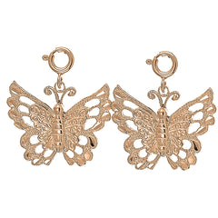 14K or 18K Gold 23mm Butterflies Earrings