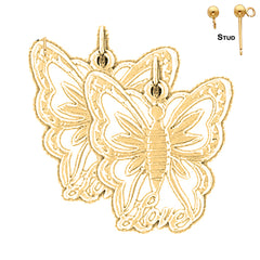 Pendientes Mariposas de Oro de 14K o 18K de 22mm