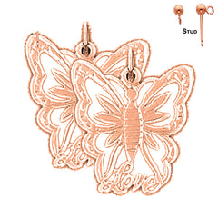 Pendientes Mariposas de Oro de 14K o 18K de 22mm