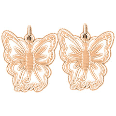 14K or 18K Gold 22mm Butterflies Earrings