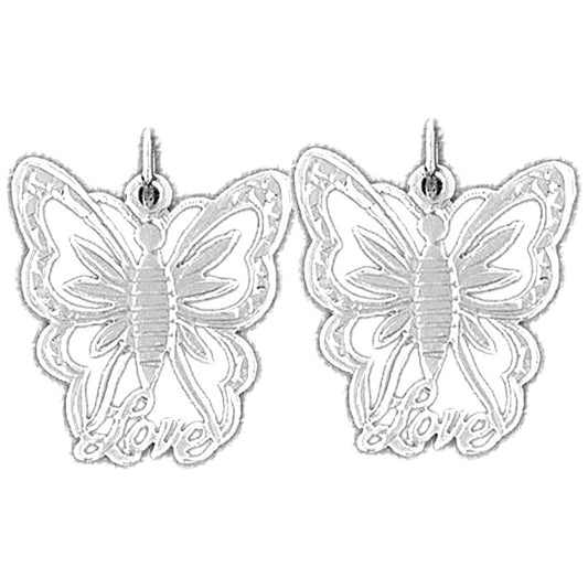 Sterling Silver 22mm Butterflies Earrings