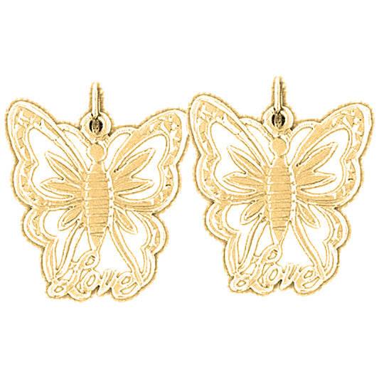 14K or 18K Gold 22mm Butterflies Earrings
