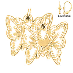 Pendientes Mariposas de Oro de 14K o 18K de 20mm