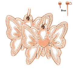 Pendientes Mariposas de Oro de 14K o 18K de 20mm