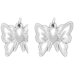 Sterling Silver 20mm Butterflies Earrings