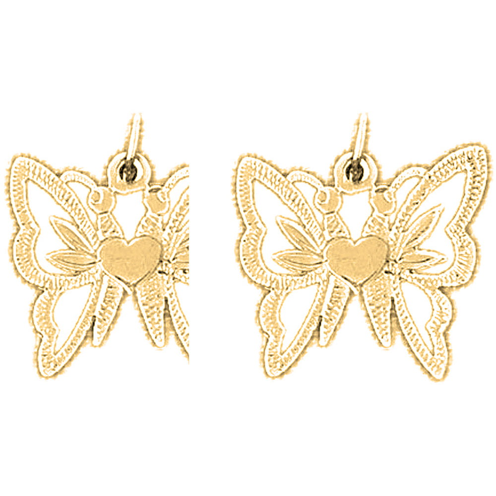 Yellow Gold-plated Silver 20mm Butterflies Earrings