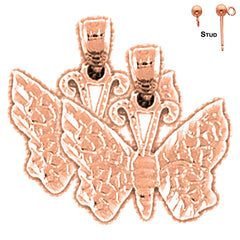 Pendientes de Mariposas de Oro de 14K o 18K de 17mm