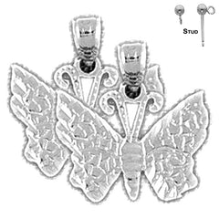 Pendientes de Mariposas de Oro de 14K o 18K de 17mm