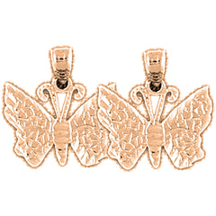 14K or 18K Gold 17mm Butterflies Earrings