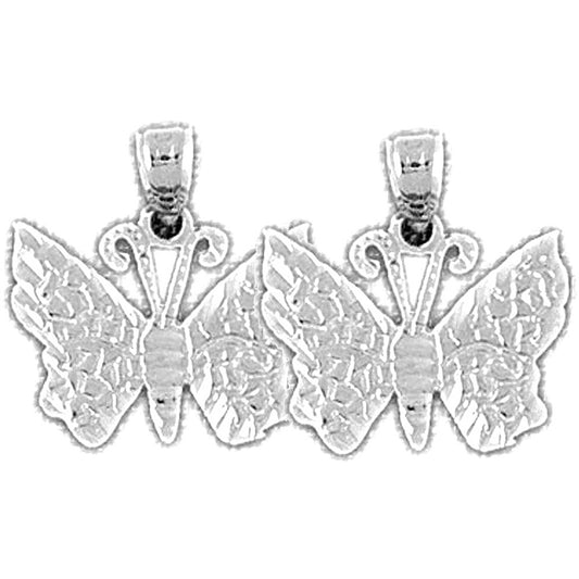 Sterling Silver 17mm Butterflies Earrings
