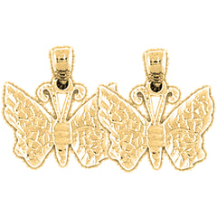 14K or 18K Gold 17mm Butterflies Earrings