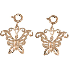 14K or 18K Gold 22mm Butterflies Earrings