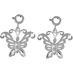 14K or 18K Gold 22mm Butterflies Earrings