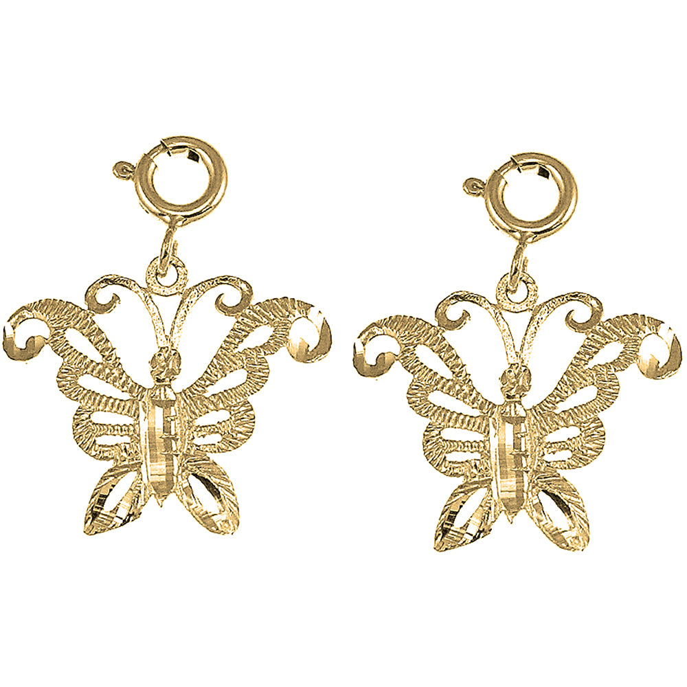 Yellow Gold-plated Silver 22mm Butterflies Earrings
