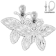Pendientes de Mariposas de Oro de 14K o 18K de 23mm