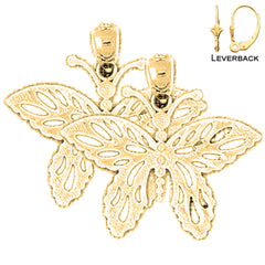 Pendientes de Mariposas de Oro de 14K o 18K de 23mm