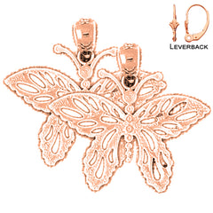 Pendientes de Mariposas de Oro de 14K o 18K de 23mm