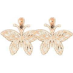 14K or 18K Gold 23mm Butterflies Earrings