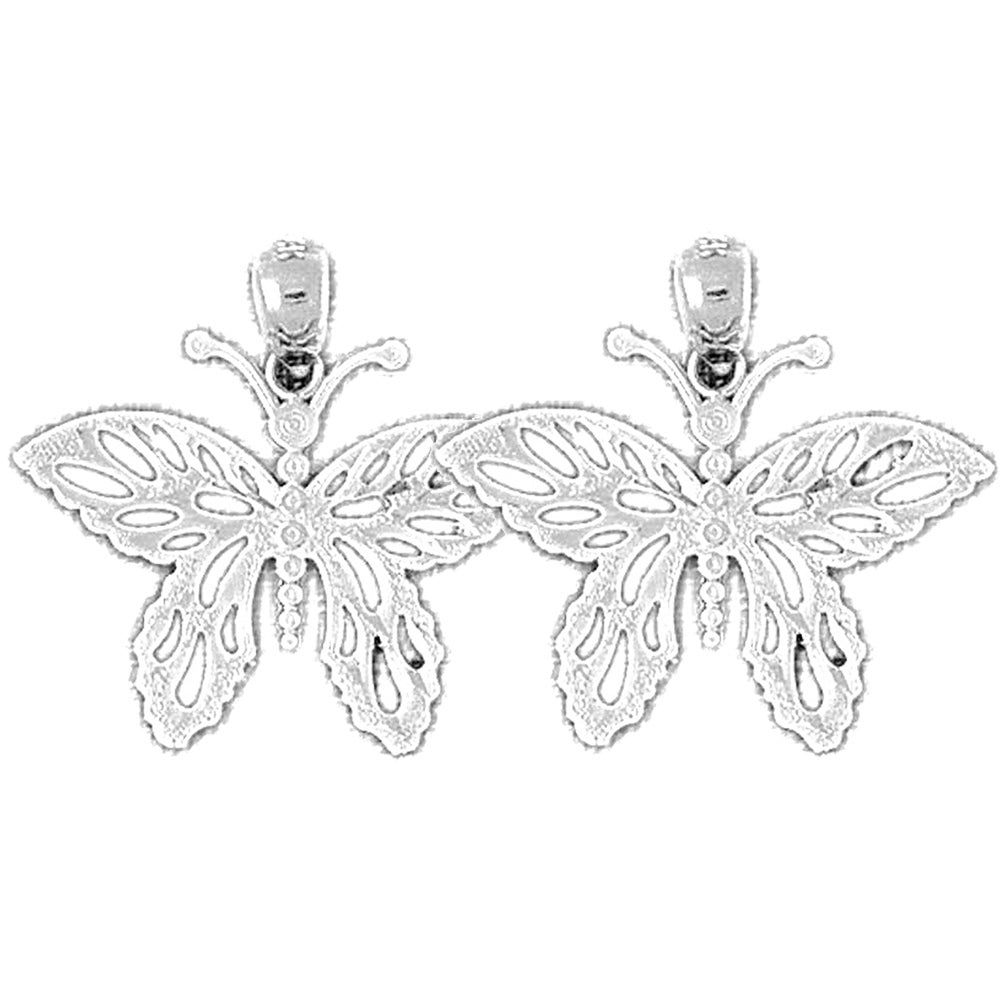 Sterling Silver 23mm Butterflies Earrings