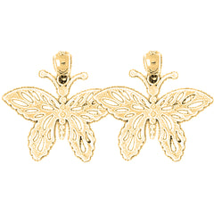14K or 18K Gold 23mm Butterflies Earrings