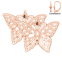 Pendientes Mariposas de Oro de 14K o 18K de 20mm