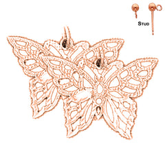 Pendientes Mariposas de Oro de 14K o 18K de 20mm