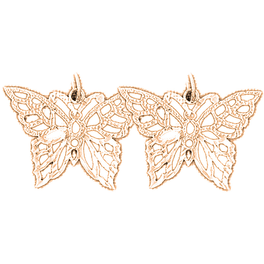 14K or 18K Gold 20mm Butterflies Earrings