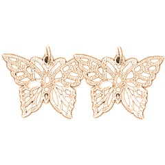 14K or 18K Gold 20mm Butterflies Earrings