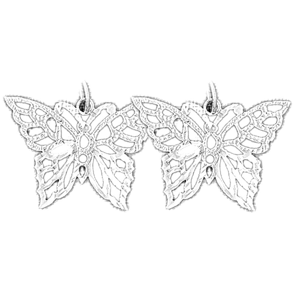 Sterling Silver 20mm Butterflies Earrings