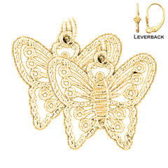 Pendientes Mariposas de Oro de 14K o 18K de 21mm