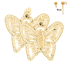 Pendientes Mariposas de Oro de 14K o 18K de 21mm