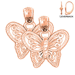 Pendientes de Mariposas de Oro de 14K o 18K de 18mm