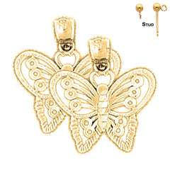 Pendientes de Mariposas de Oro de 14K o 18K de 18mm