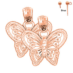 Pendientes de Mariposas de Oro de 14K o 18K de 18mm