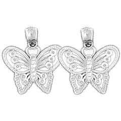 Sterling Silver 18mm Butterflies Earrings