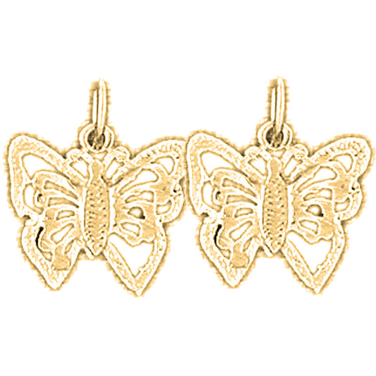14K or 18K Gold 15mm Butterflies Earrings