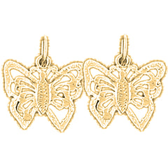 14K or 18K Gold 15mm Butterflies Earrings