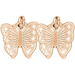 14K or 18K Gold 16mm Butterflies Earrings