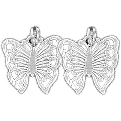Sterling Silver 16mm Butterflies Earrings