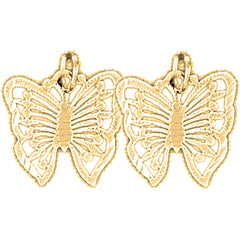 14K or 18K Gold 16mm Butterflies Earrings