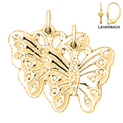 Pendientes de mariposas de plata de ley de 18 mm (chapados en oro blanco o amarillo)