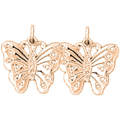 14K or 18K Gold 18mm Butterflies Earrings