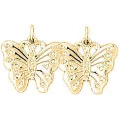 Yellow Gold-plated Silver 18mm Butterflies Earrings