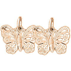 14K or 18K Gold 15mm Butterflies Earrings
