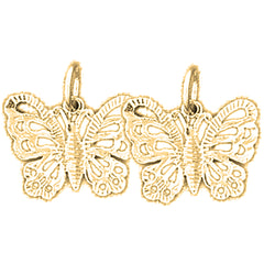 Yellow Gold-plated Silver 15mm Butterflies Earrings