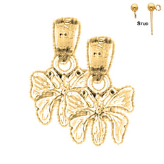 Pendientes de mariposas de plata de ley de 16 mm (chapados en oro blanco o amarillo)