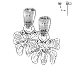 Pendientes de mariposas de plata de ley de 16 mm (chapados en oro blanco o amarillo)